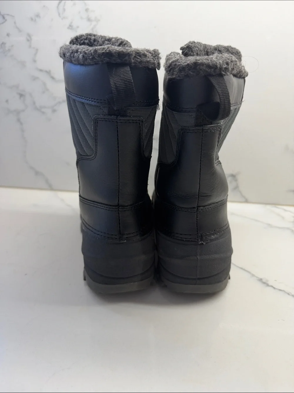 all in motion Black Kids Snow Boots with Faux Fur Trim